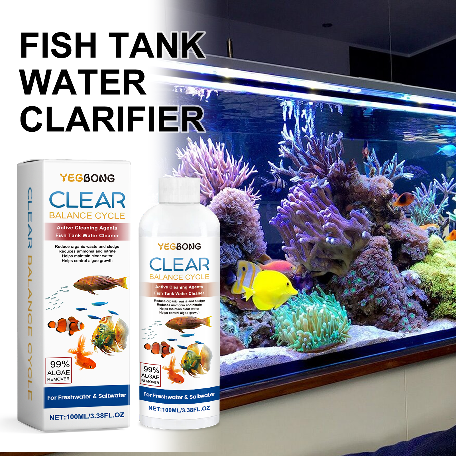 Aquarium Water Clarifier 100ml - Marine Aquarium Bacteria recensie en prijs